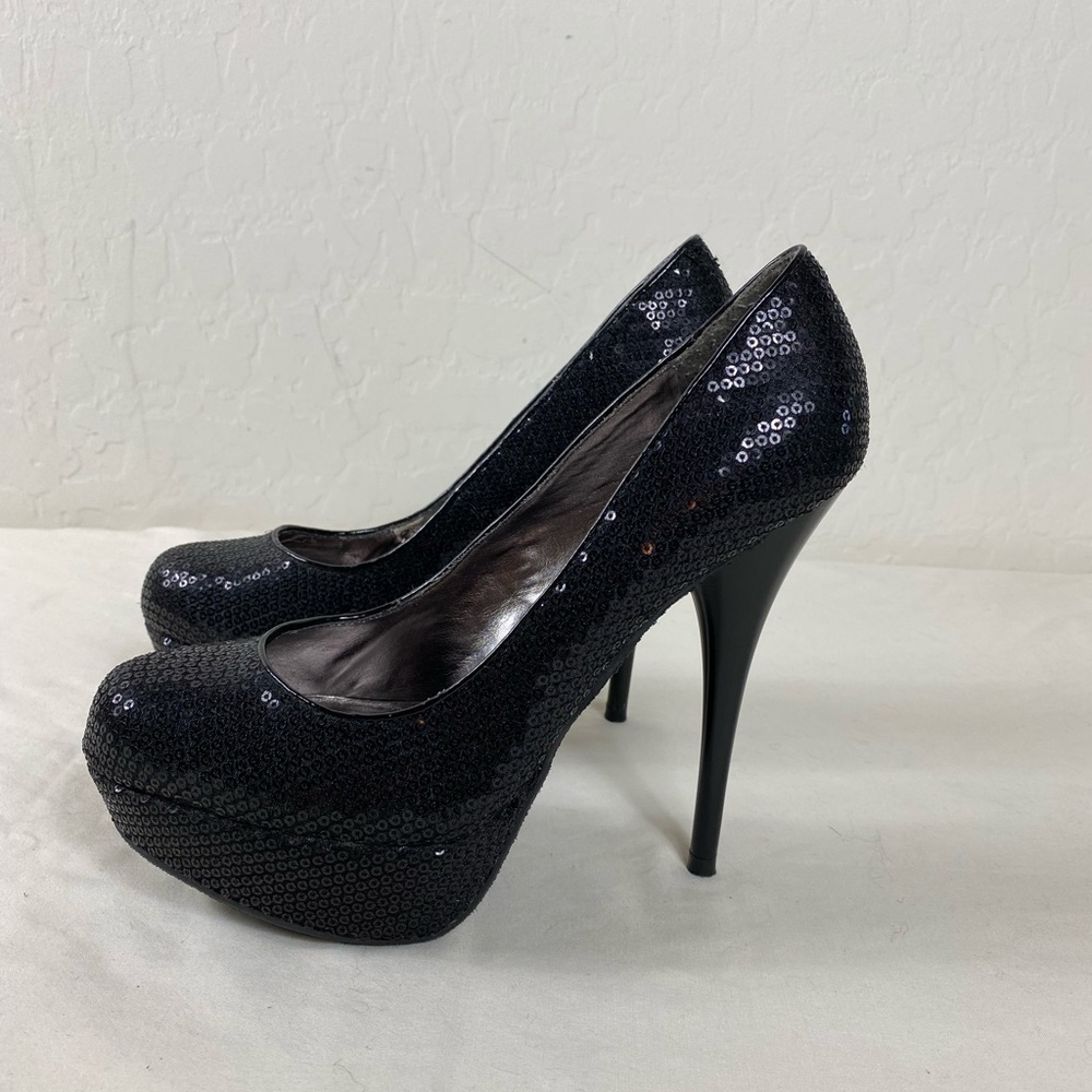 Steve Madden 7.5 platform heels black sparkly